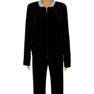 St. John Sport Zip Jacket Black Damask Detail - Size L